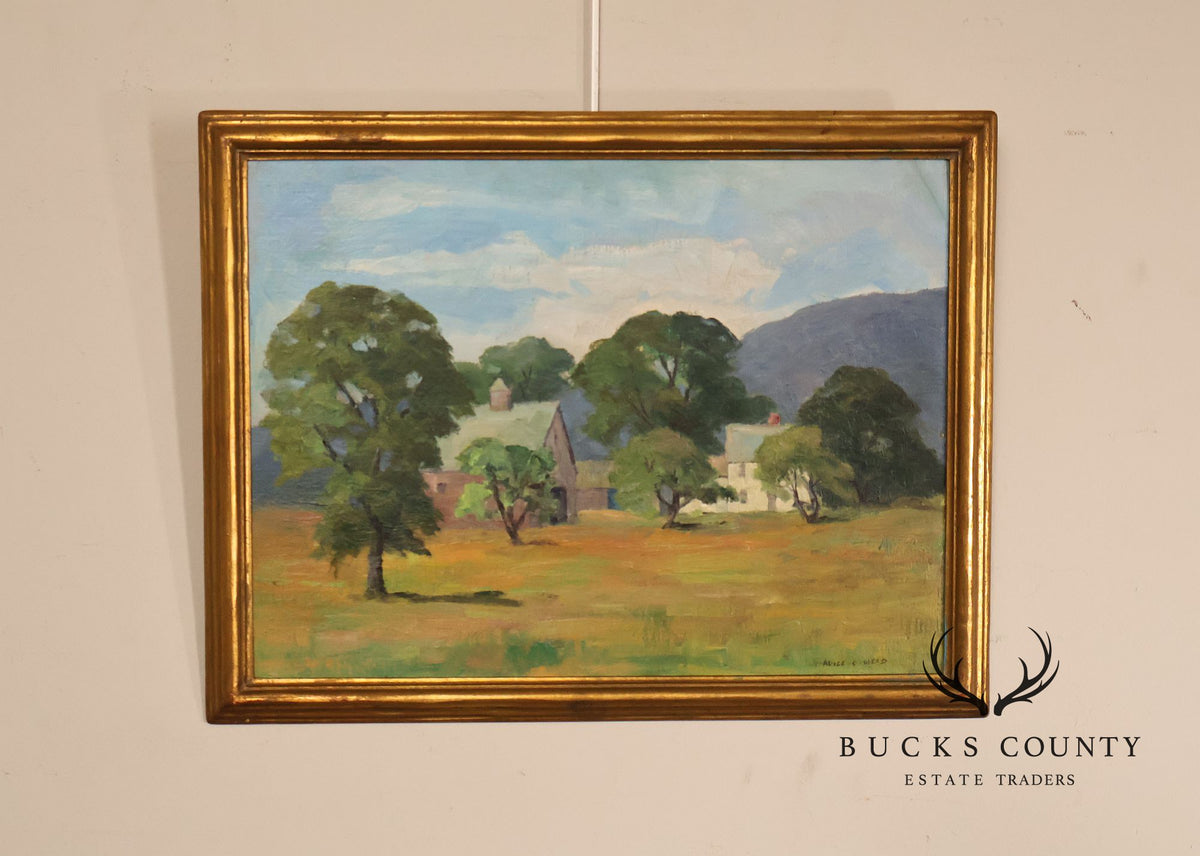 Alice Weed Framed Oil Painting, New England Farmstead