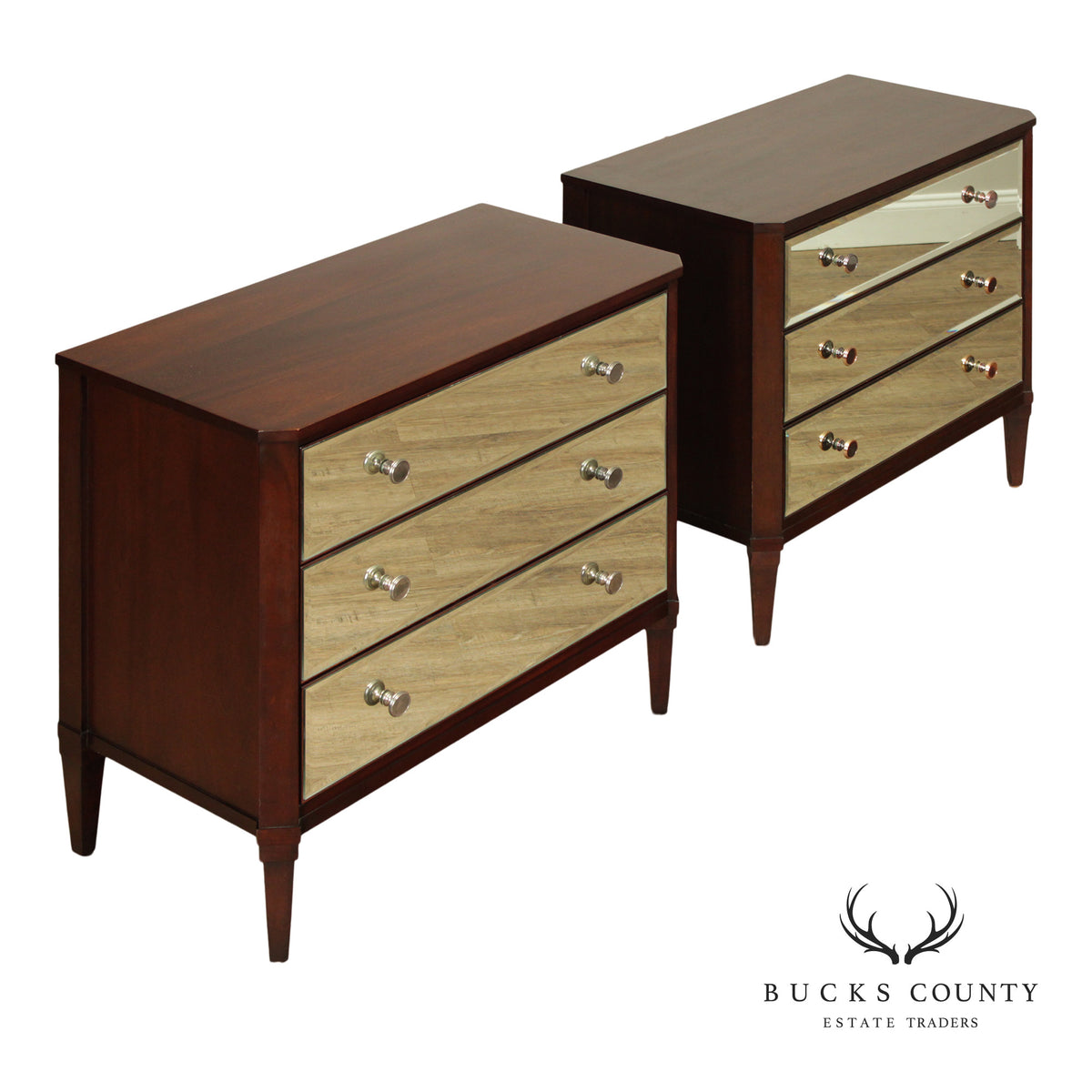 Ethan Allen Hollywood Regency Style Pair of Mirrored Chests