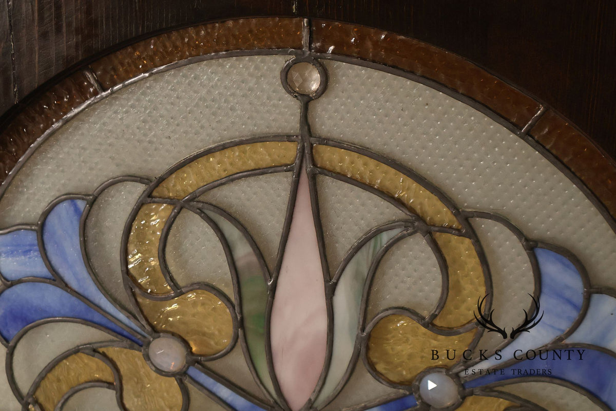 Illuminated Stained Glass Decorative Wall Panel In Wood Frame