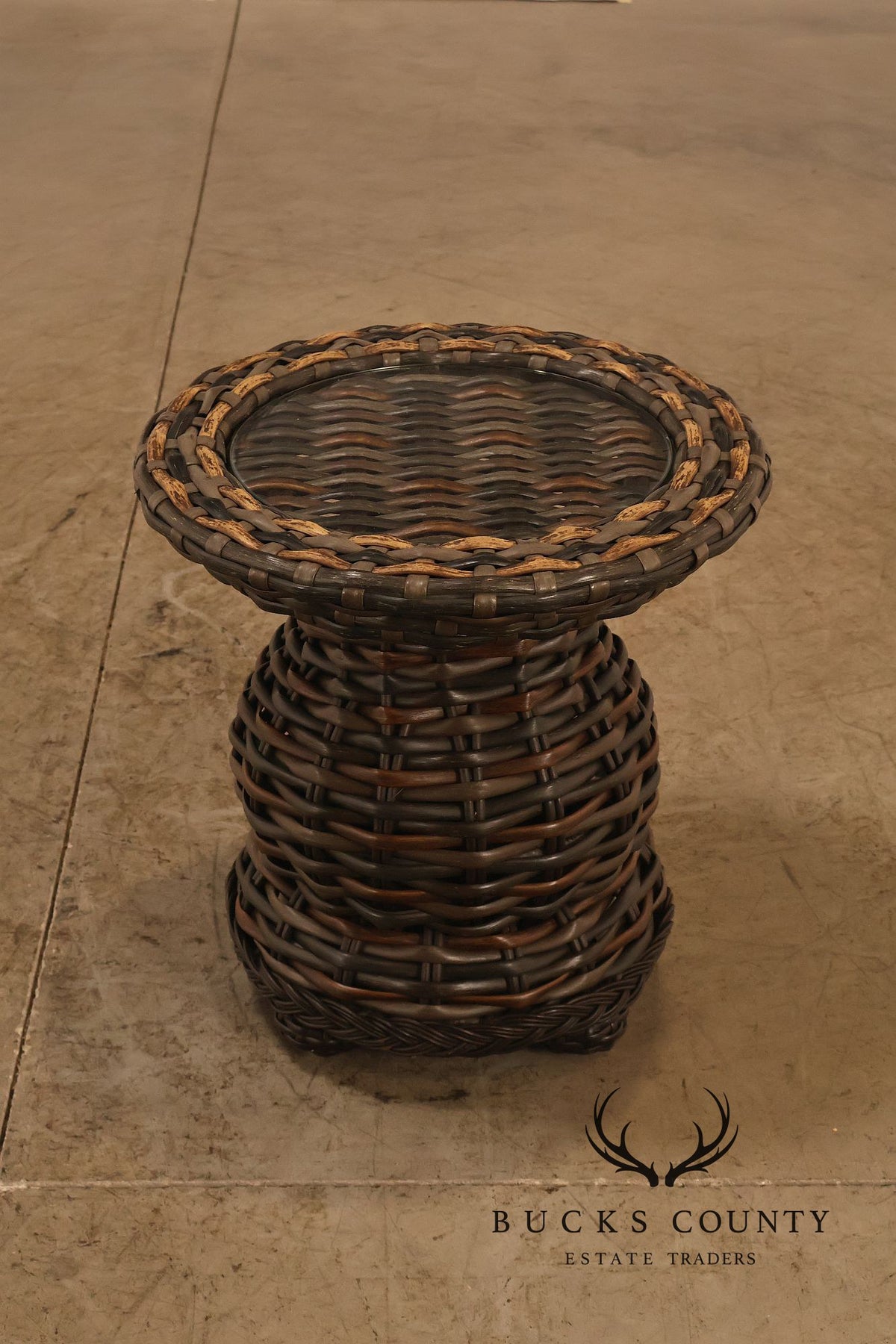 Lane Venture 'South Hampton' Pair of Glass Top Wicker End Tables