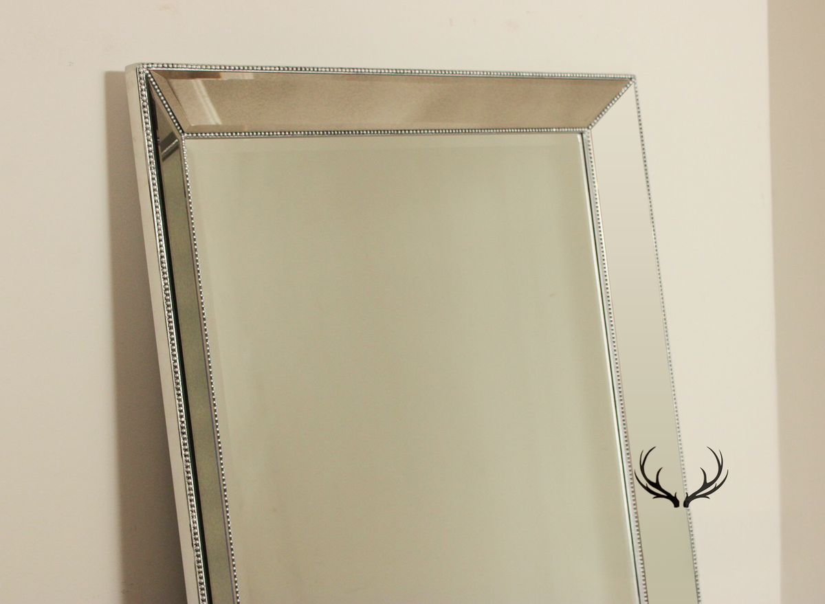 Hollywood Regency Oversized Beaded Floor Mirror