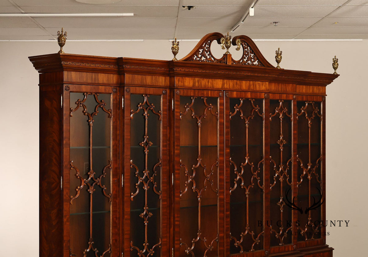 Maitland Smith Georgian Style Large Mahogany Breakfront Bookcase