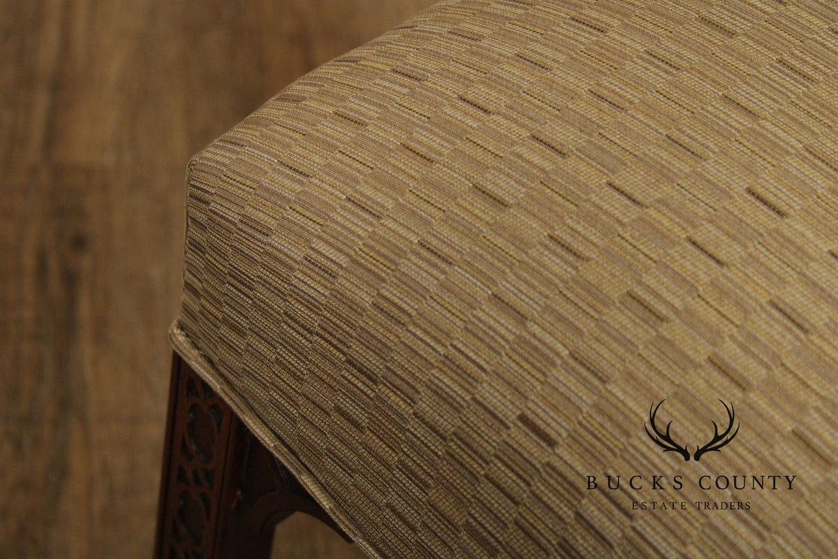 Chinese Chippendale Style Pair of Mahogany Stools