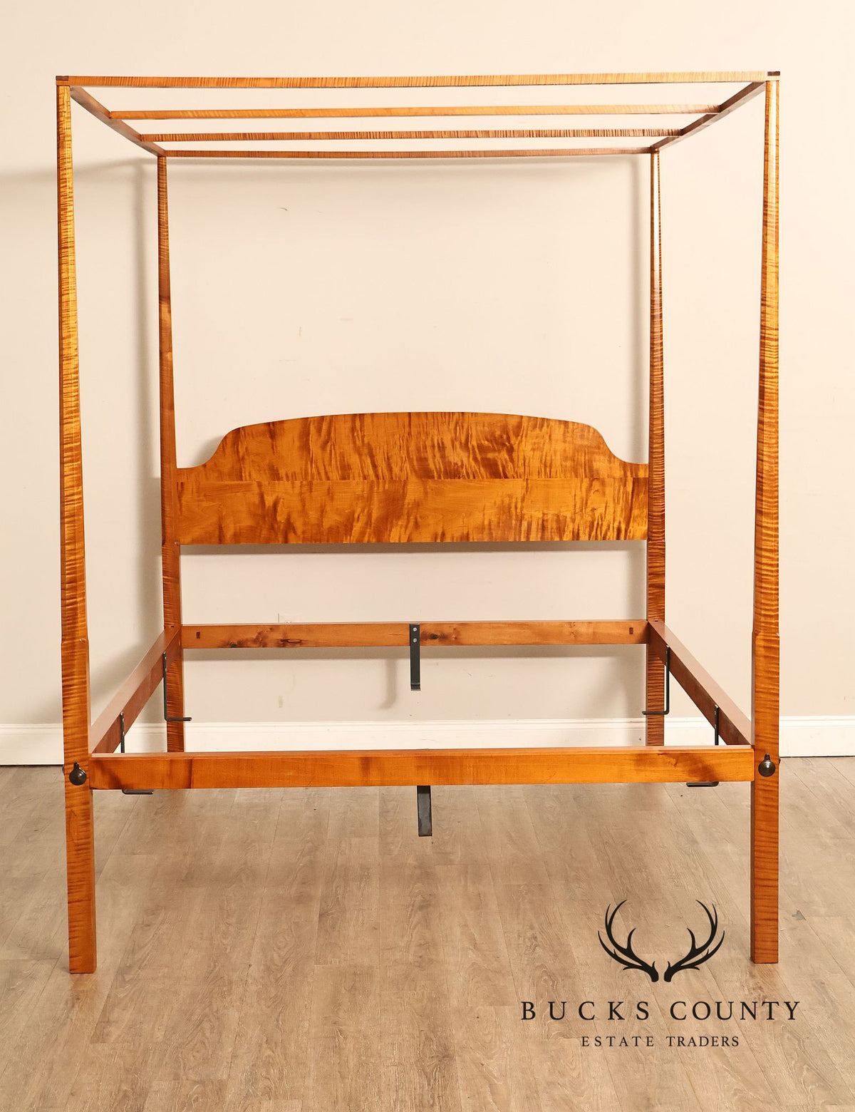 Bench Made Tiger Maple Queen Size Four Poster Canopy Bed