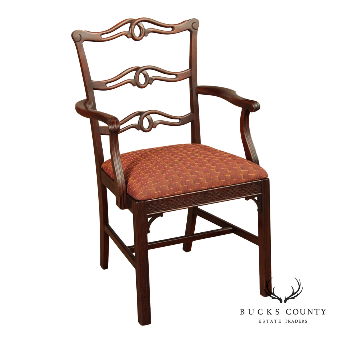 1940's Georgian Style Mahogany Ribbon Back Armchair