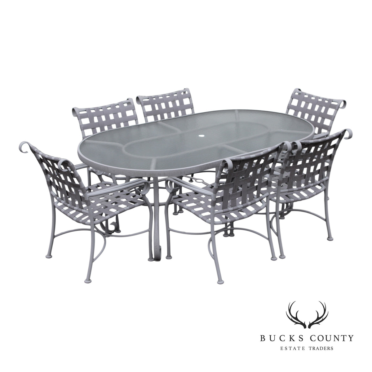 Woodard Ramsgate Oval Patio Dining Table And Six Chairs Set