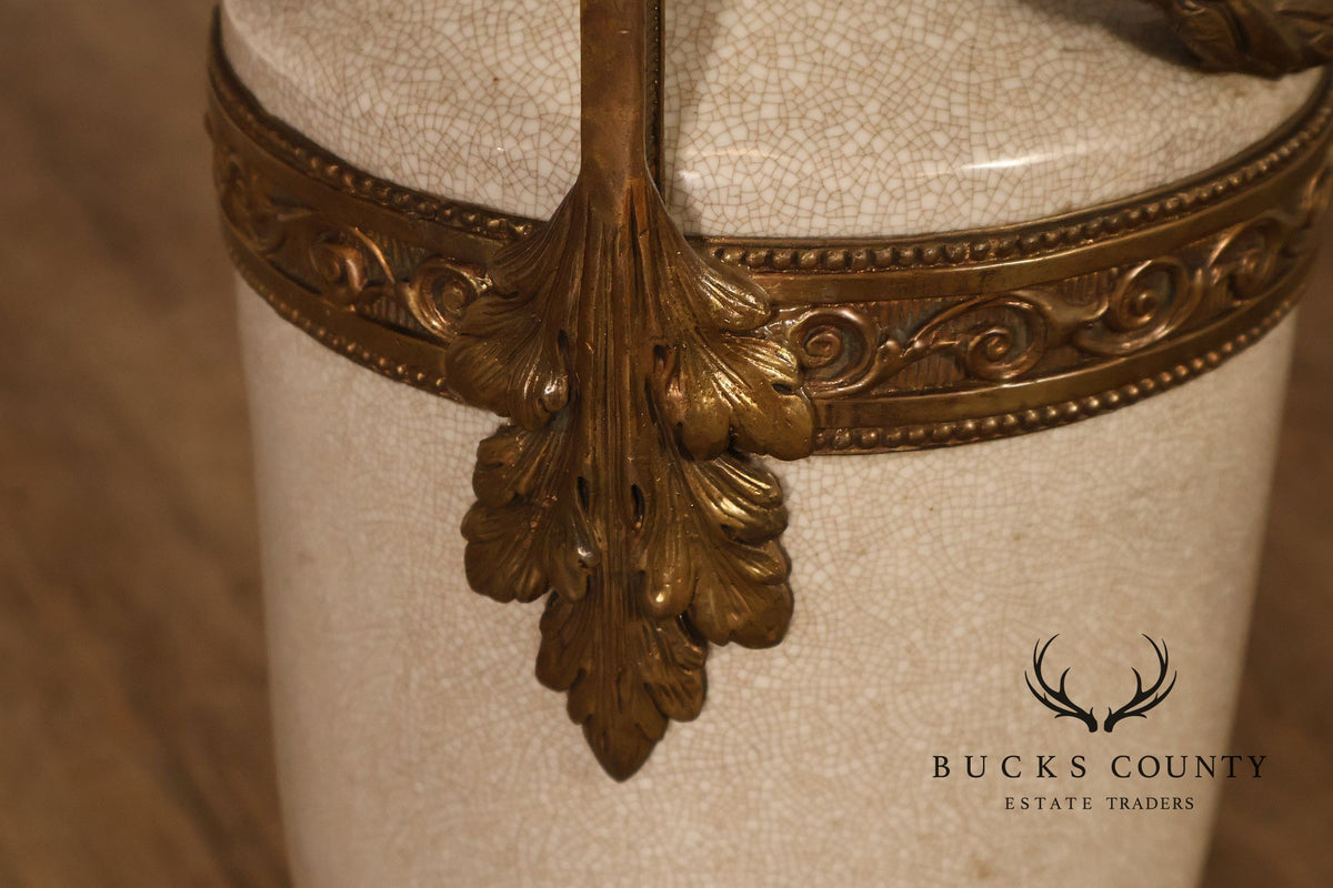 Neoclassical Style Crackle Glazed Porcelain Urn