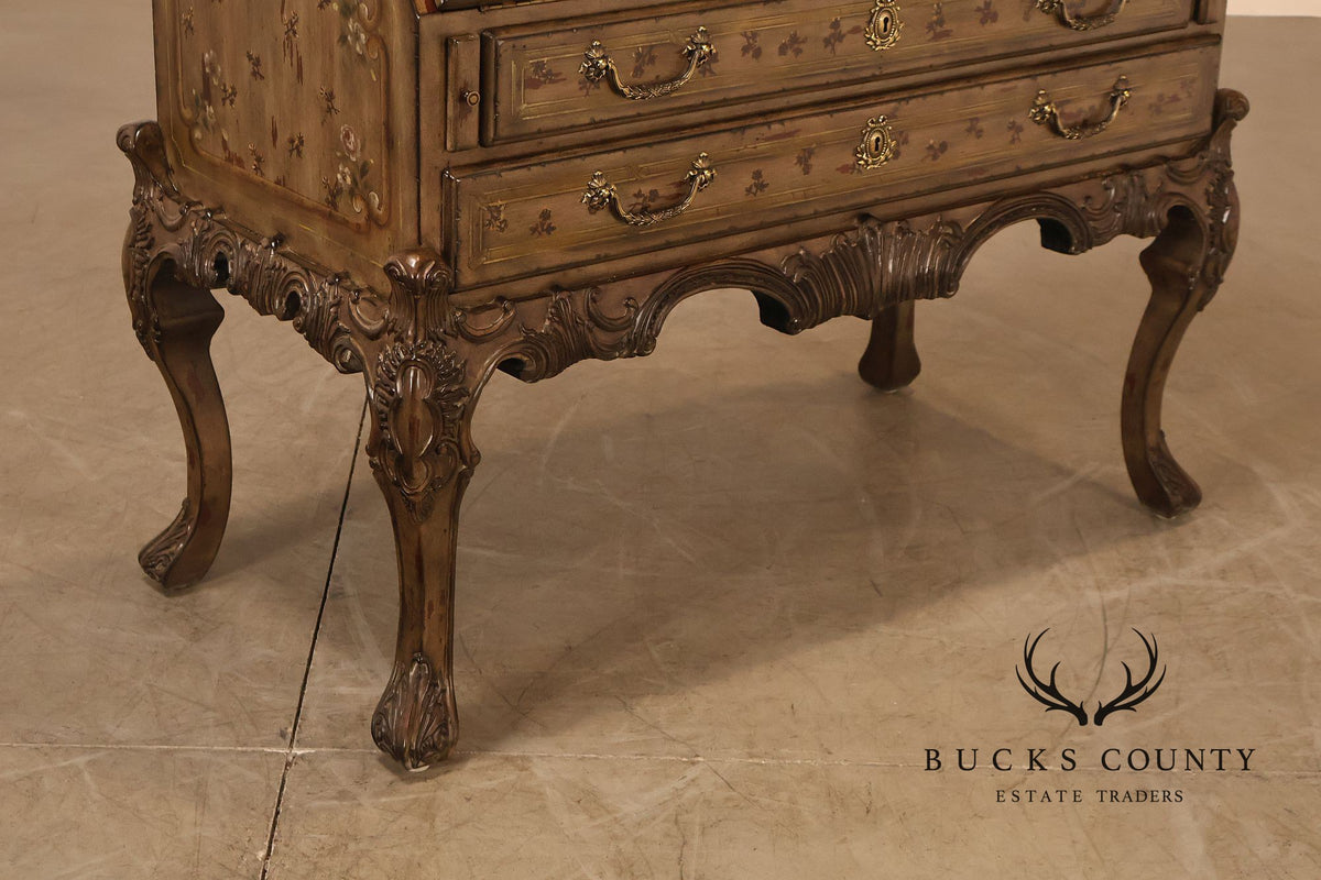 Drexel Heritage Lillian August French Rococo Style Painted Secretary Desk
