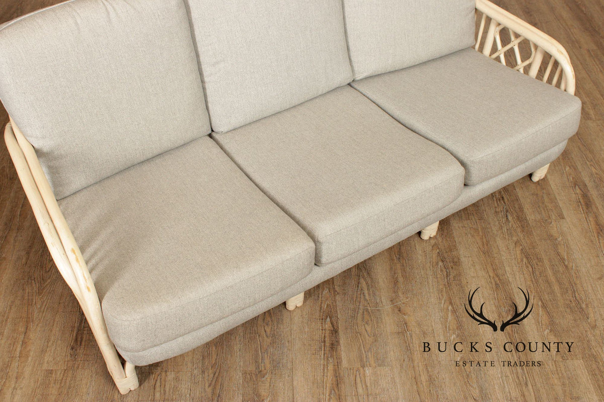 Brighton Pavilion Style Vintage Rattan Three-Seat Sofa