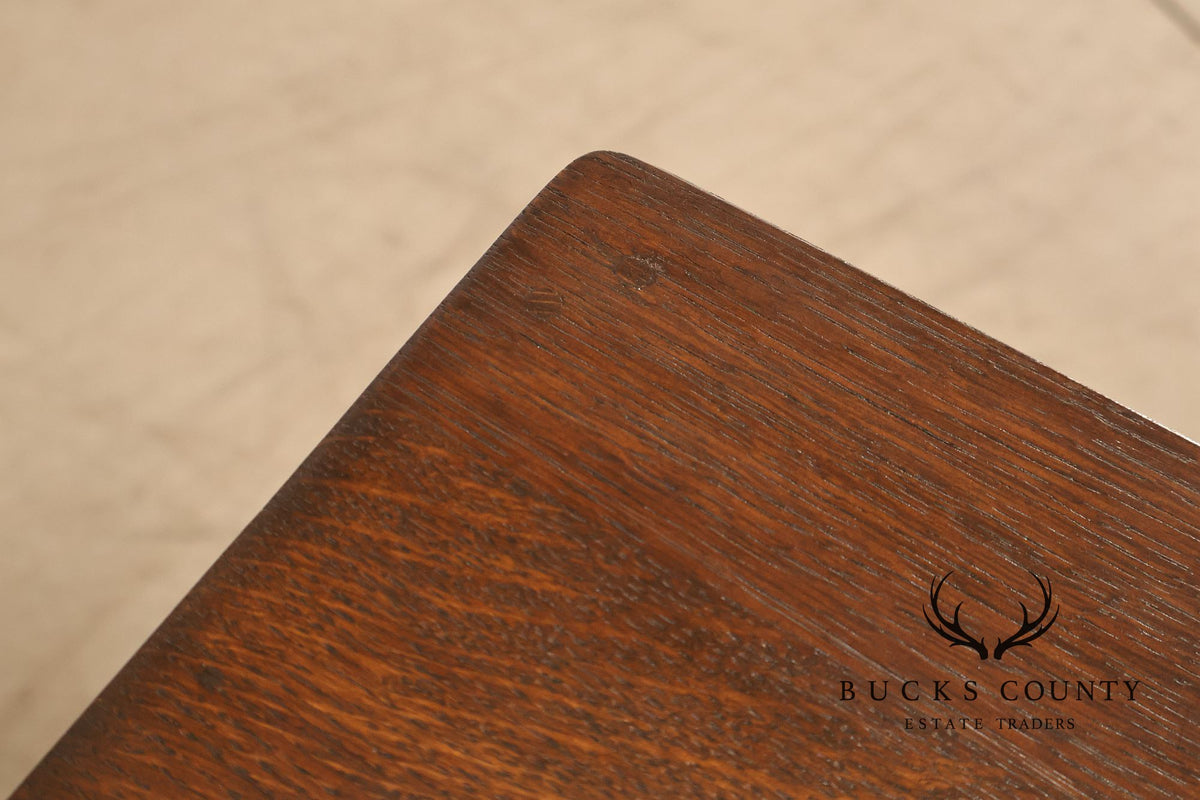 Early Gustav Stickley No. 460 Oak Library Table With Rare  Hardware