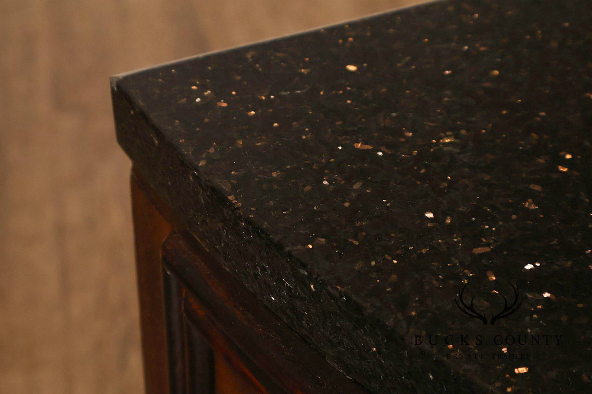 Bernhardt Art Deco Style Curved Front Sideboard With Black Granite Top