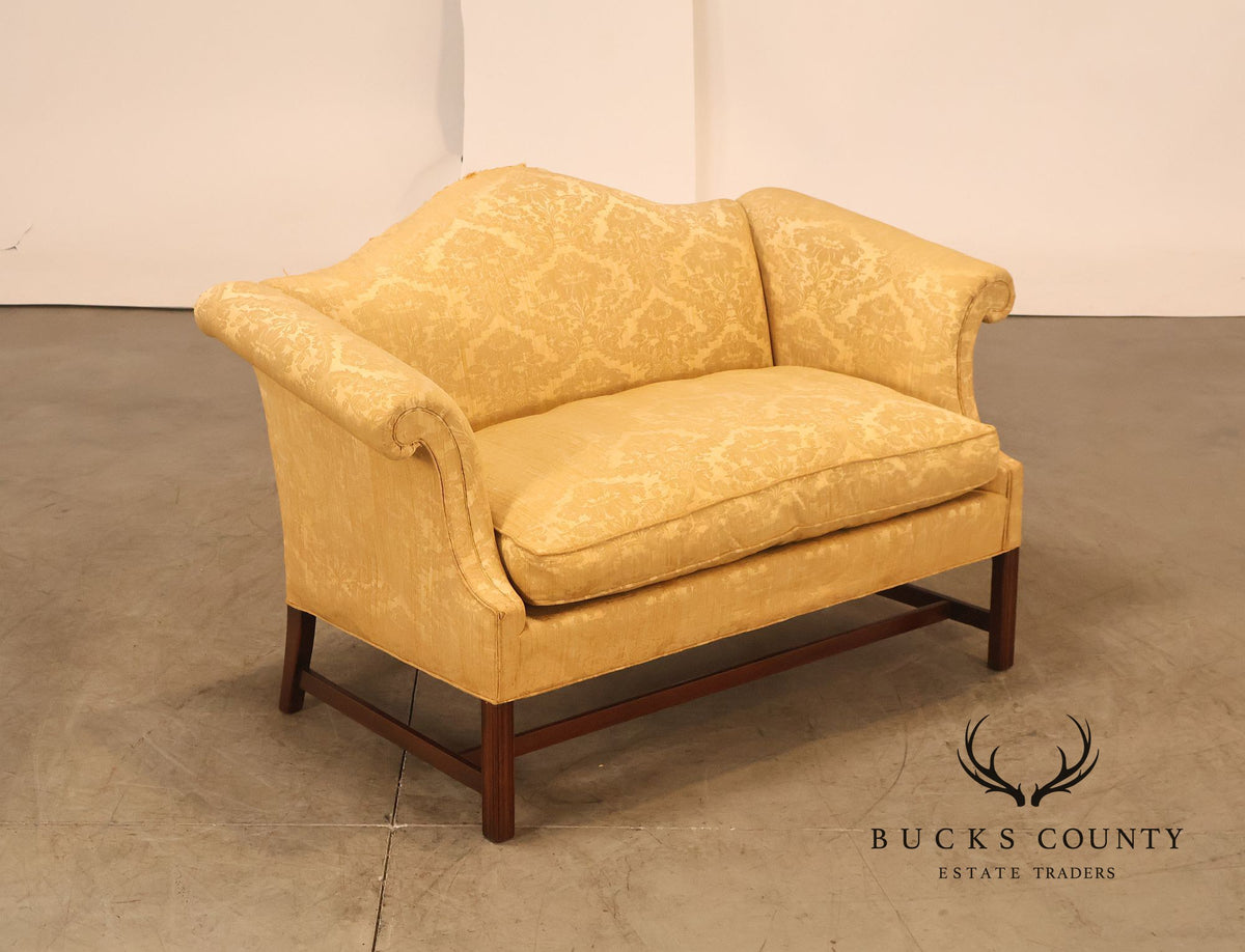 Chippendale Style Vintage Camelback Mahogany Loveseat Frame