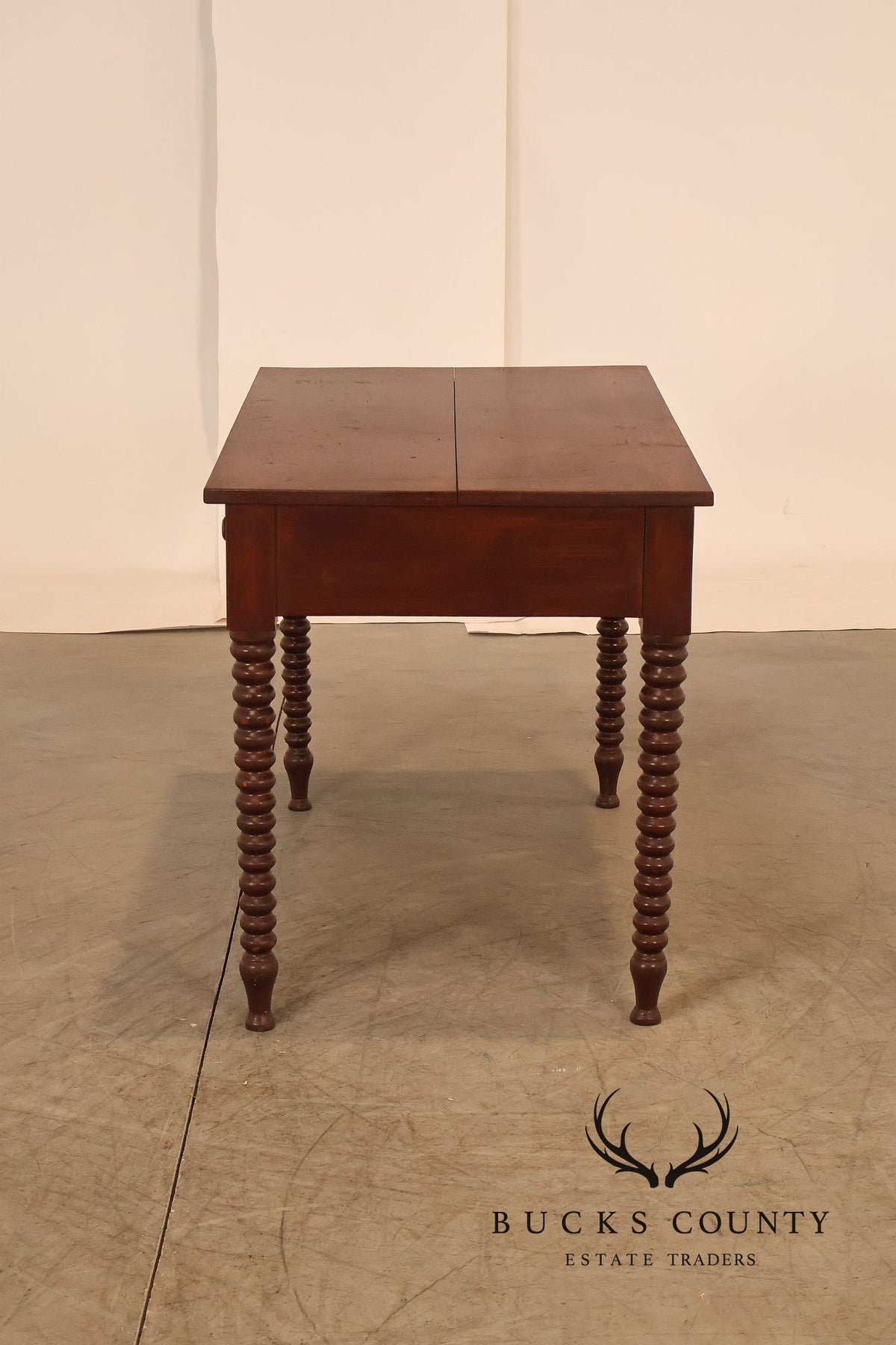 Antique American Turned Leg One Drawer Writing Table