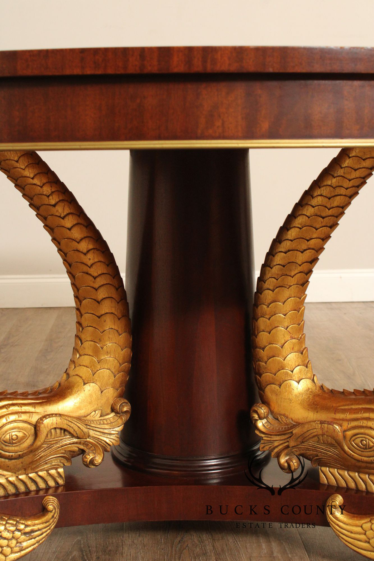 John Widdicomb Rococo Style Partial Gilt Round Mahogany Center Table