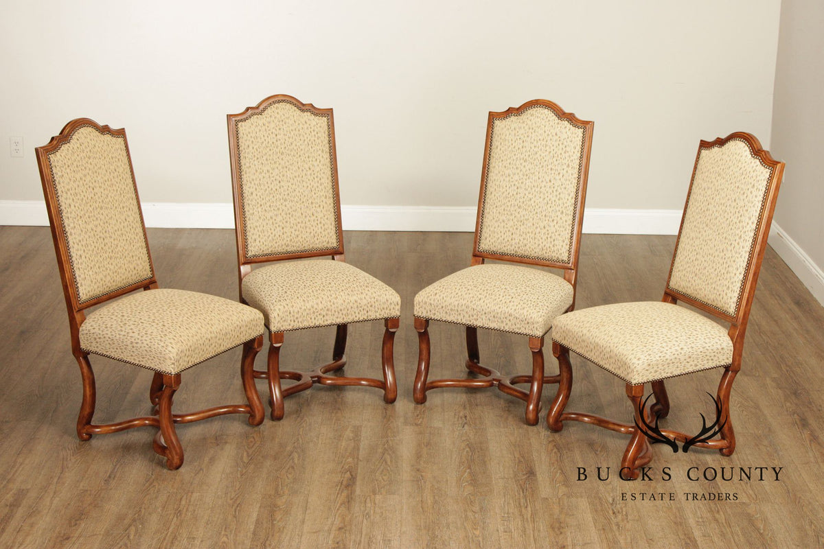 Minton-Spidell Set Of Four Os De Mouton Style 'Dauphine' Walnut Dining Chairs