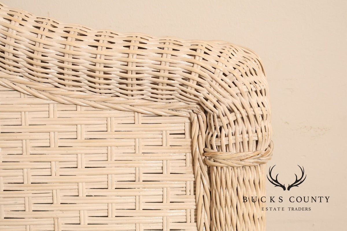 Coastal Style Vintage Full  Wicker Headboard