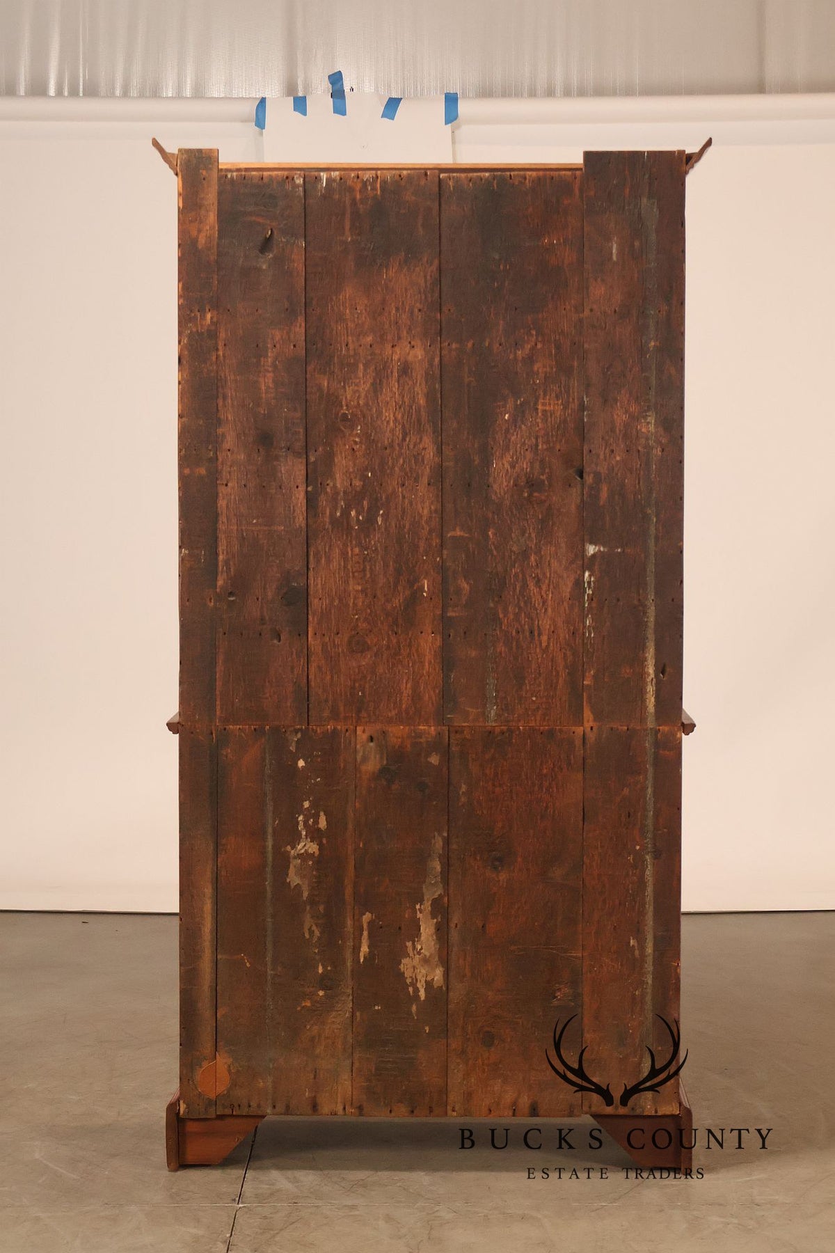 Antique Primitive American Pine Two Piece Pantry Cupboard