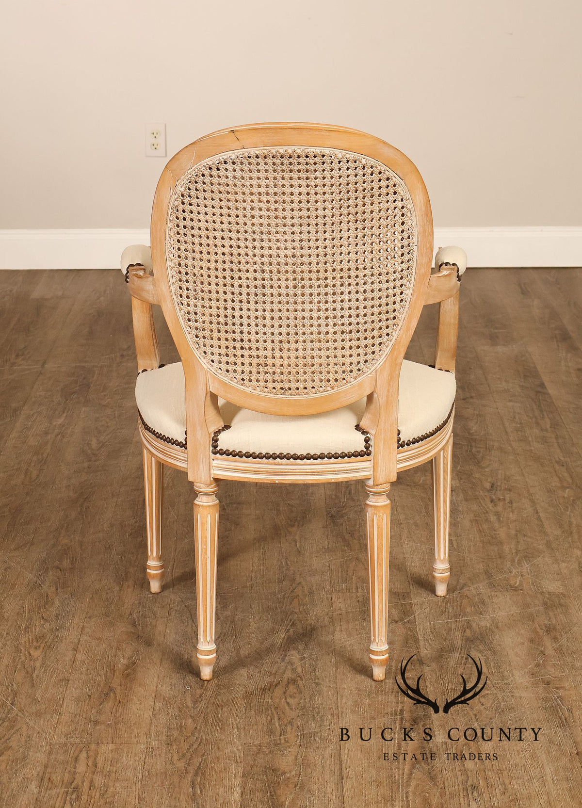 French Louis XVI Style Cane Back Armchair