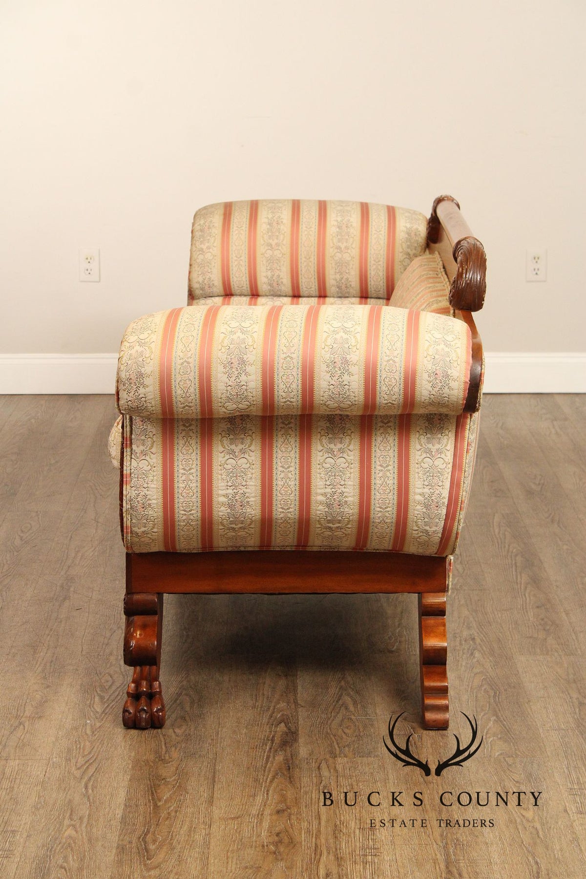 Antique American Empire Style Carved Mahogany Sofa
