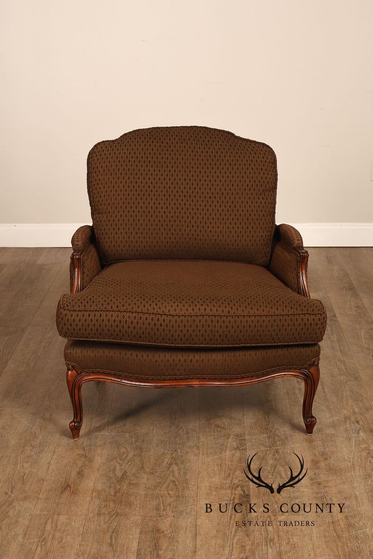 Ethan Allen French Louis XV Style 'Versailles' Armchair and Ottoman