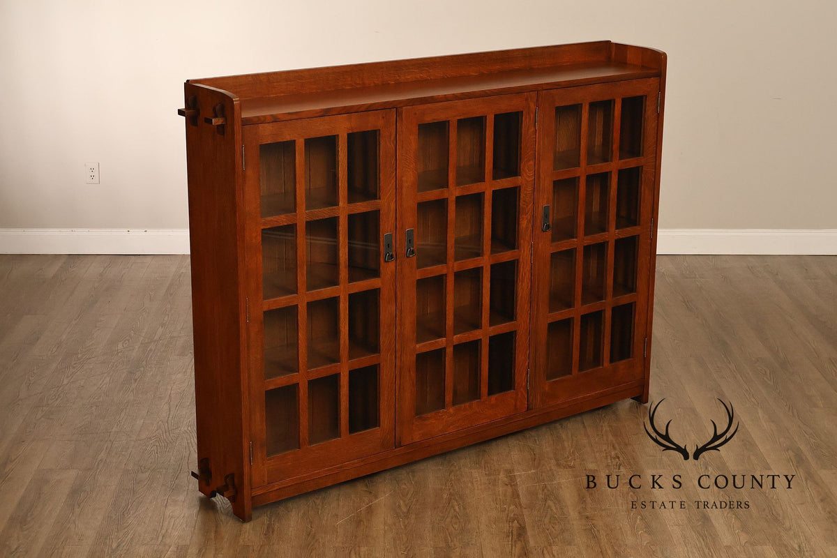 Stickley Mission Collection Oak Three-Door Bookcase
