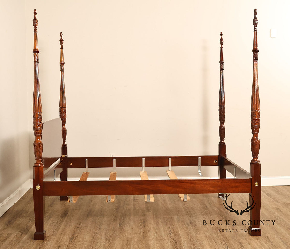 Councill Craftsmen Carved Mahogany Queen Size Four Poster Bed
