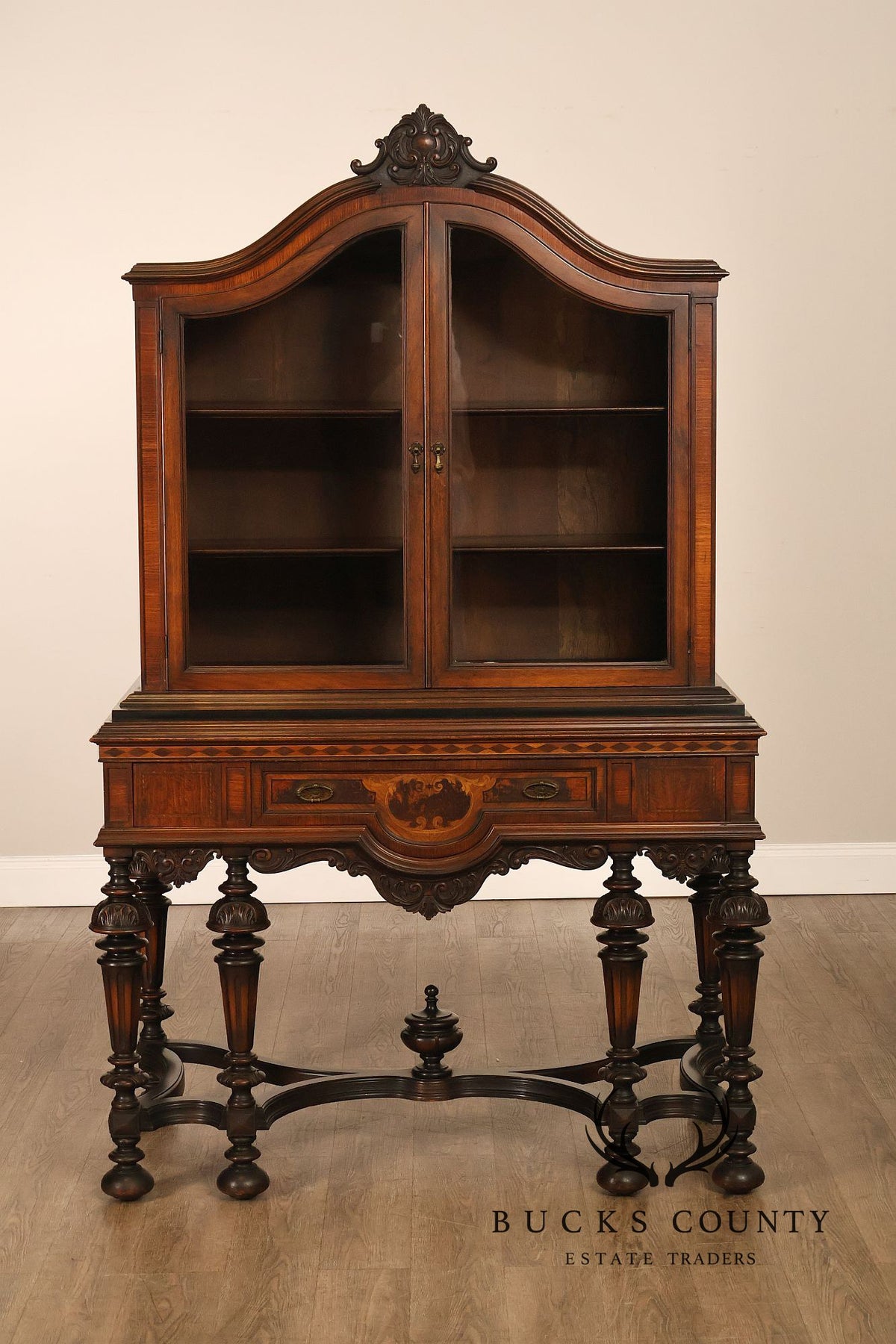 Rockford Republic Furniture Company 1920's Walnut China Display Cabinet