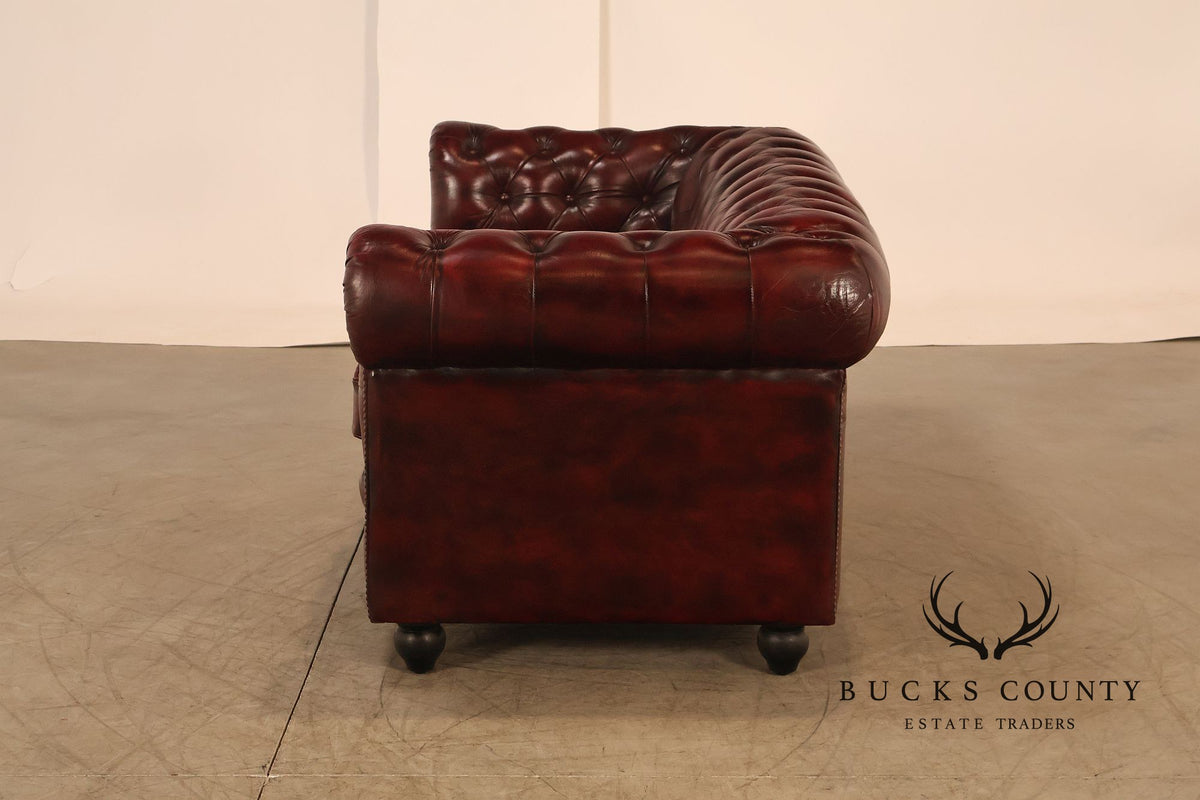 Chesterfield Style Oxford Red Tufted Leather Sofa