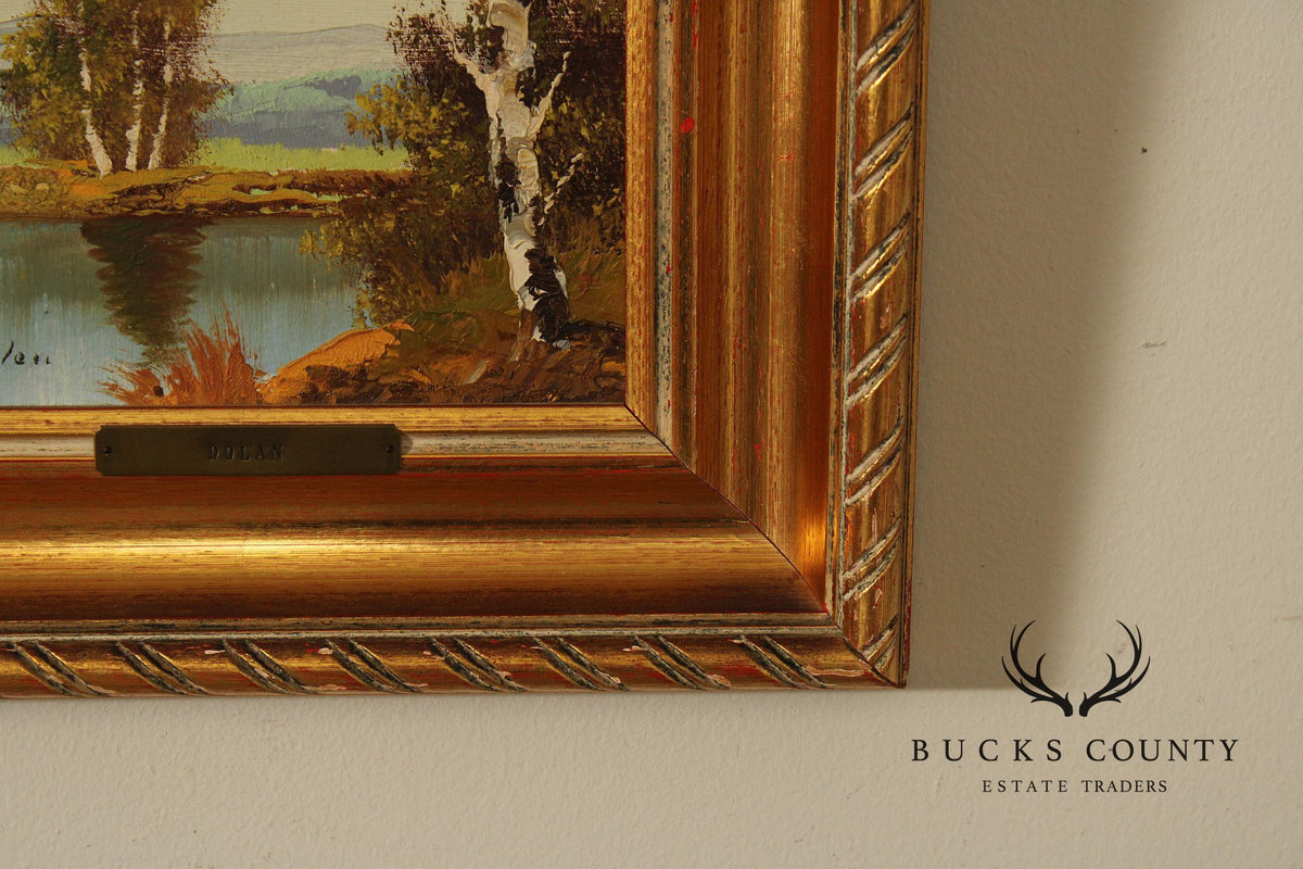 J. Dolan Landscape Oil Painting, Changing Birch Trees