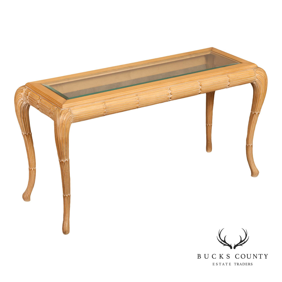 Hollywood Regency Narrow Glass Top Sofa Table