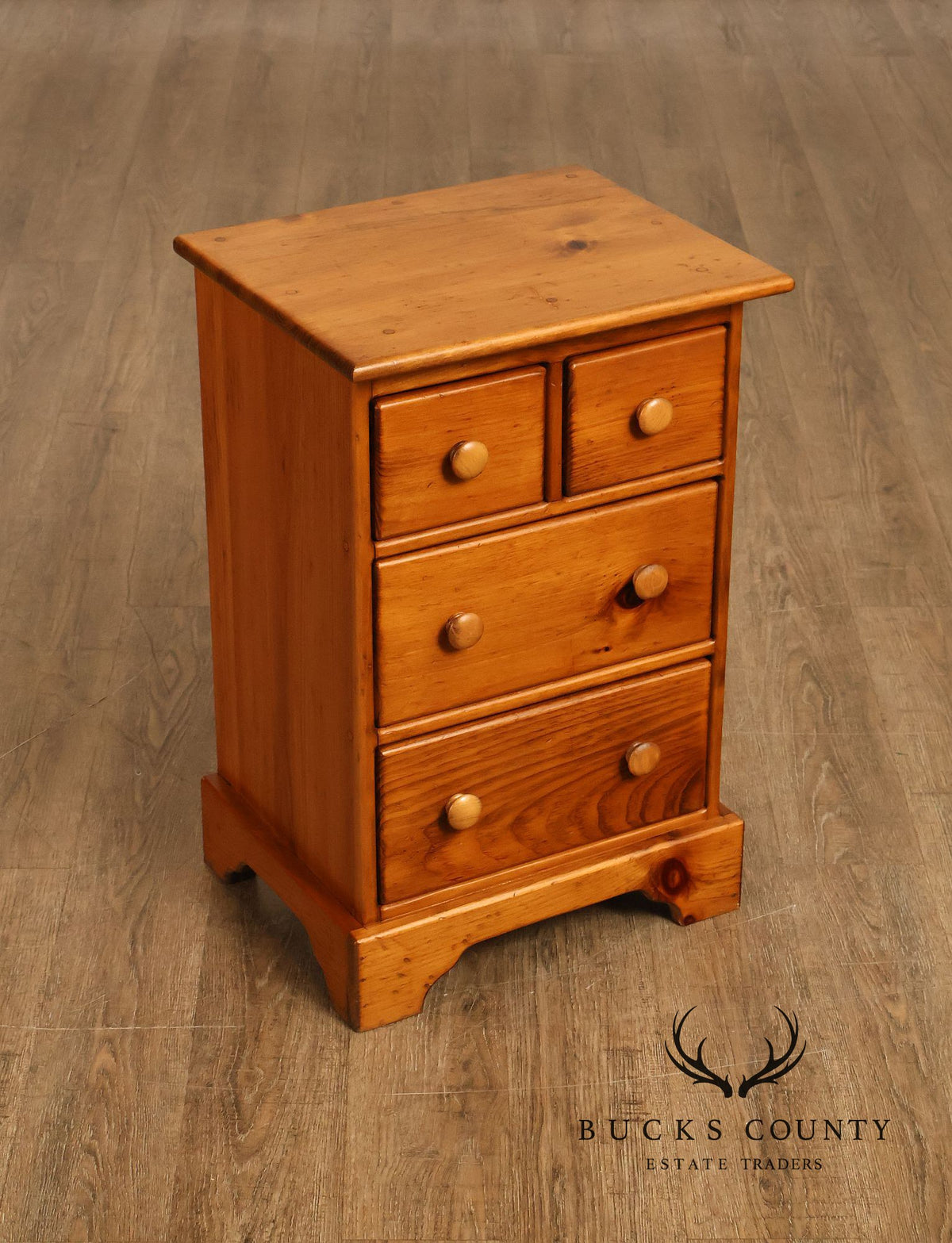 Rustic Pine Four-Drawer Nightstand