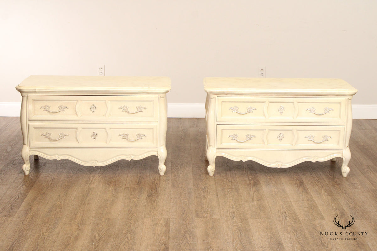 Union National French Provincial Style Pair of Painted Commodes
