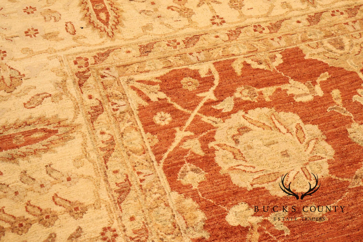 9' x 14' Traditional Oriental Style Rust And Cream Floral Area Rug