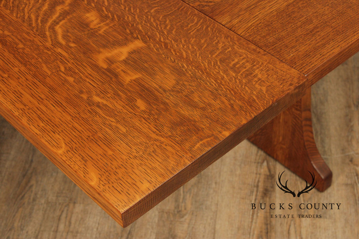 Stickley Mission Collection Expandable Oak Keyhole Dining Table