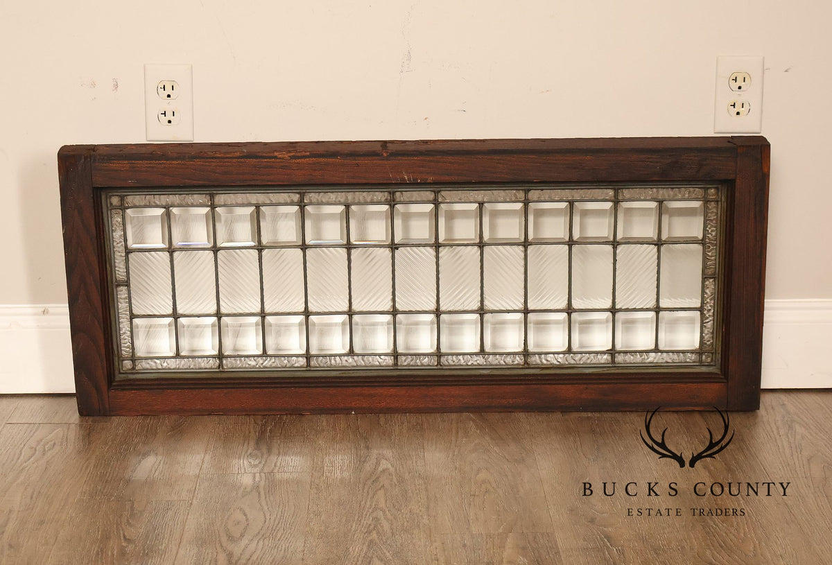 Arts & Crafts Leaded Glass and Oak Transom Window