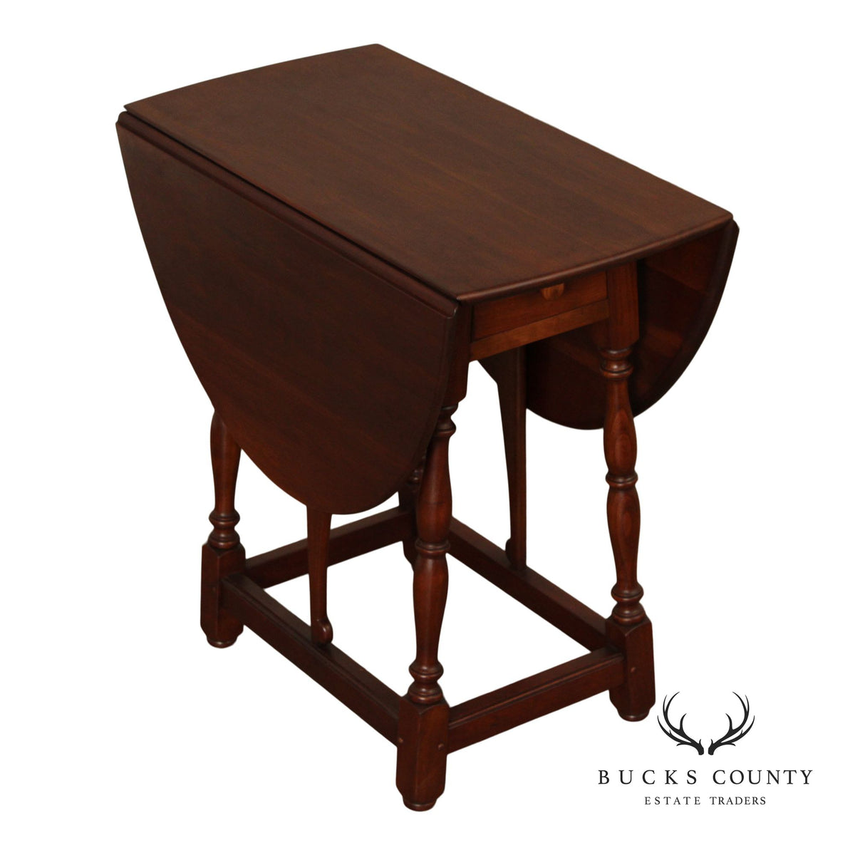 Stickley Cherry Valley Oval Top Drop Leaf Occasional Table