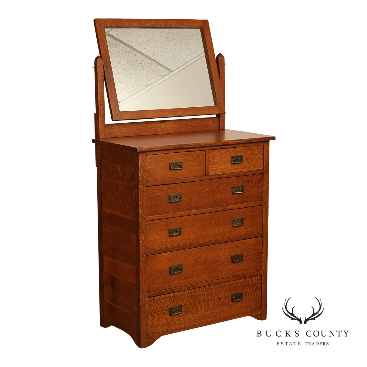 L. & J.G. Stickley Onondaga Period Oak Dresser With Mirror