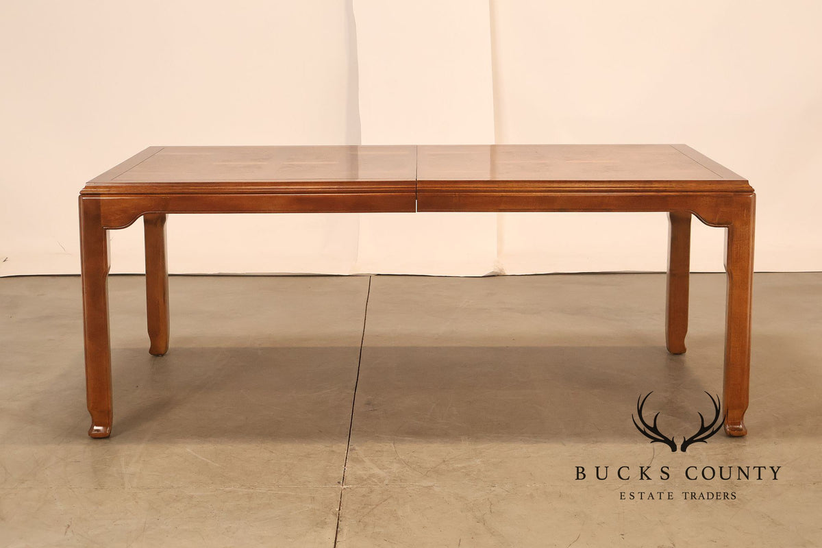 Century Furniture Chin Hua Burl Wood Parsons Expandable Dining Table