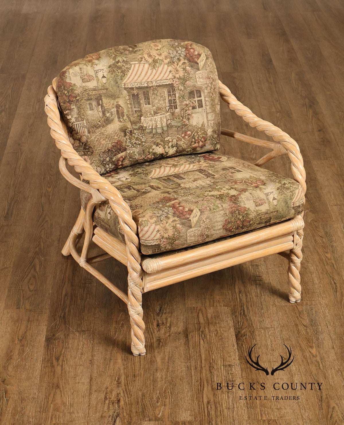 Vintage McGuire Pair of Twisted Rattan Lounge Chairs