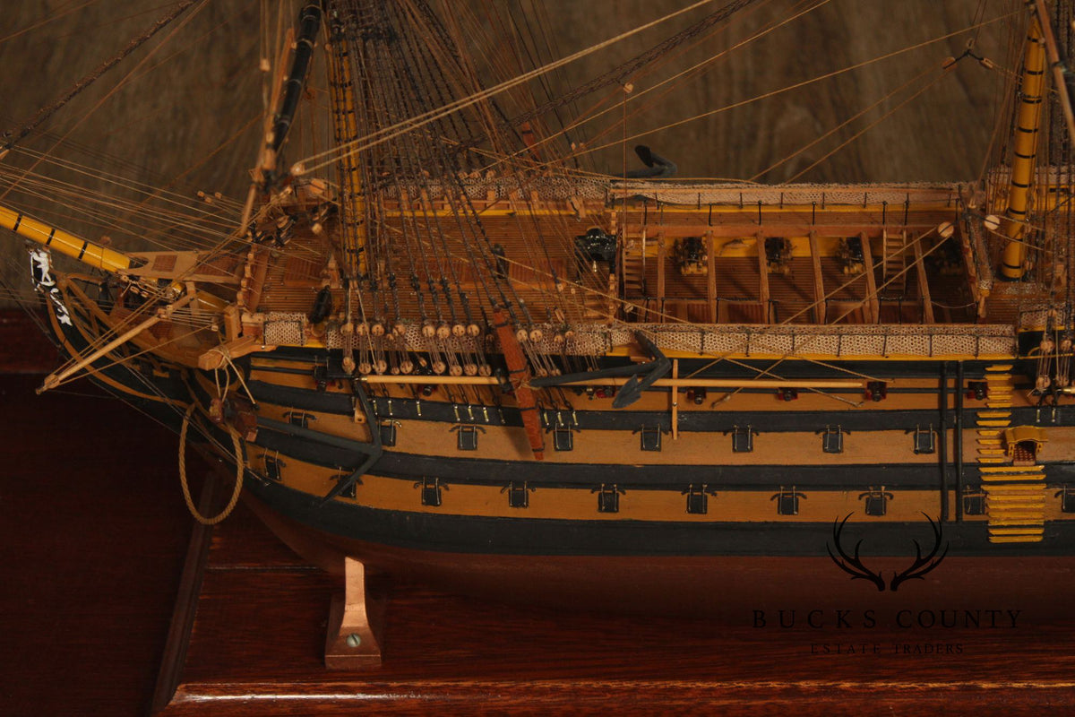 Model Ship 'HMS Victory' In Wooden Display Case