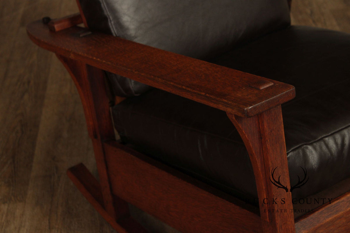 Antique L. & J.G. Stickley Mission Oak Morris Rocker