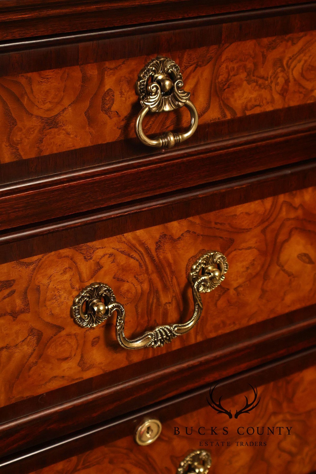 Henkel Harris Mahogany And Burlwood Leather Top Executive Desk