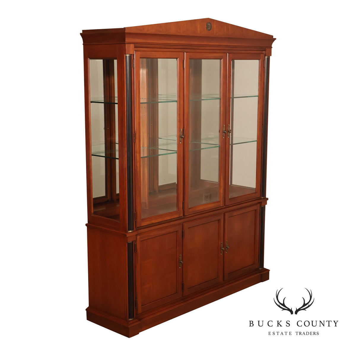 Ethan Allen Medallion Collection Cherry Lighted China Cabinet