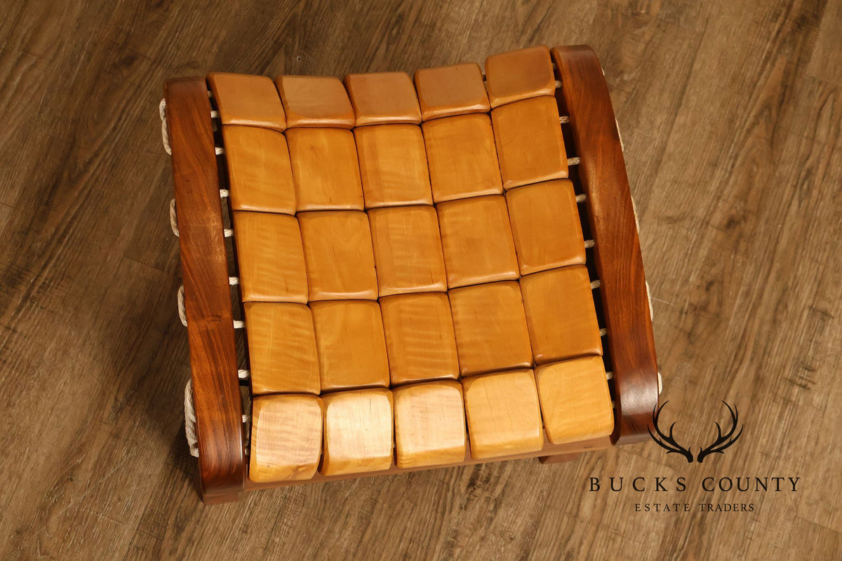 Gerry Grant Studio Crafted Walnut and Maple Rocker and Ottoman