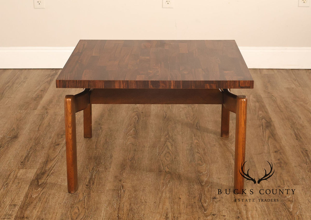 Danish Modern Vintage Square Laminate Top Teak End Table