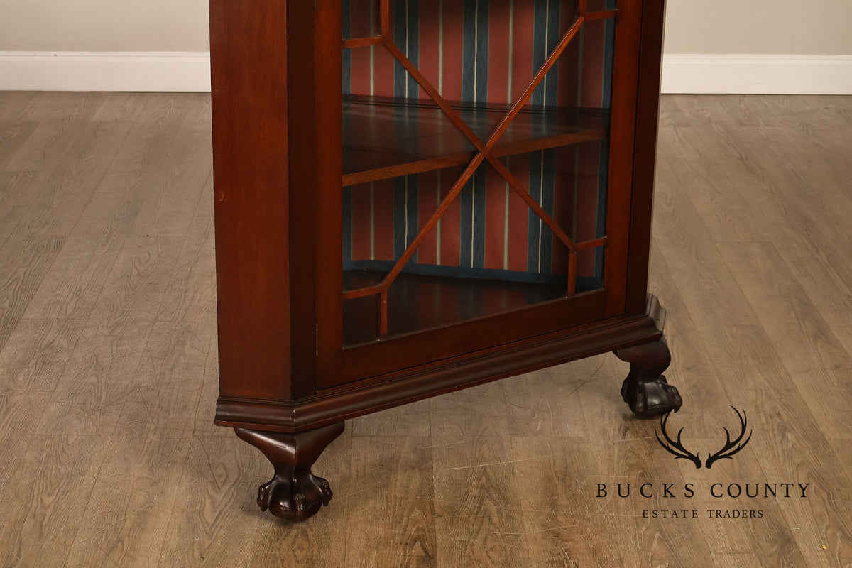 Renaissance Revival Carved Mahogany Corner Bookcase