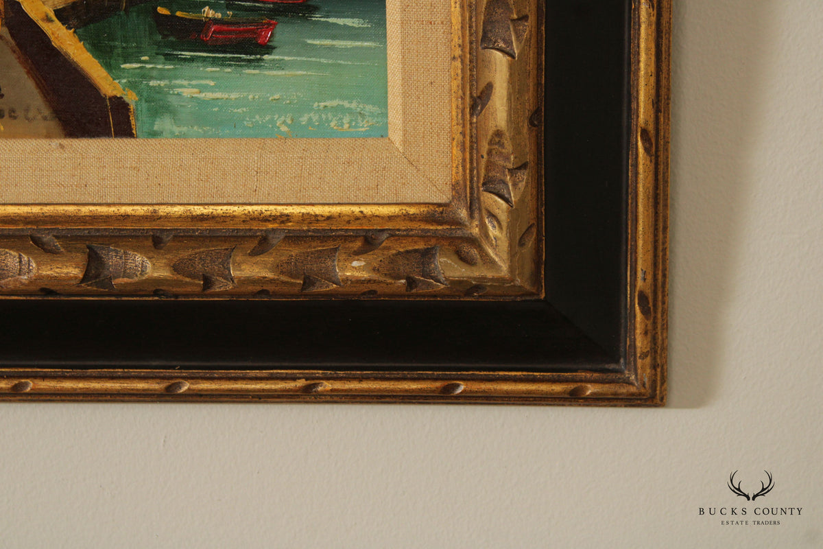 Signed Oil on Canvas, On the Quay