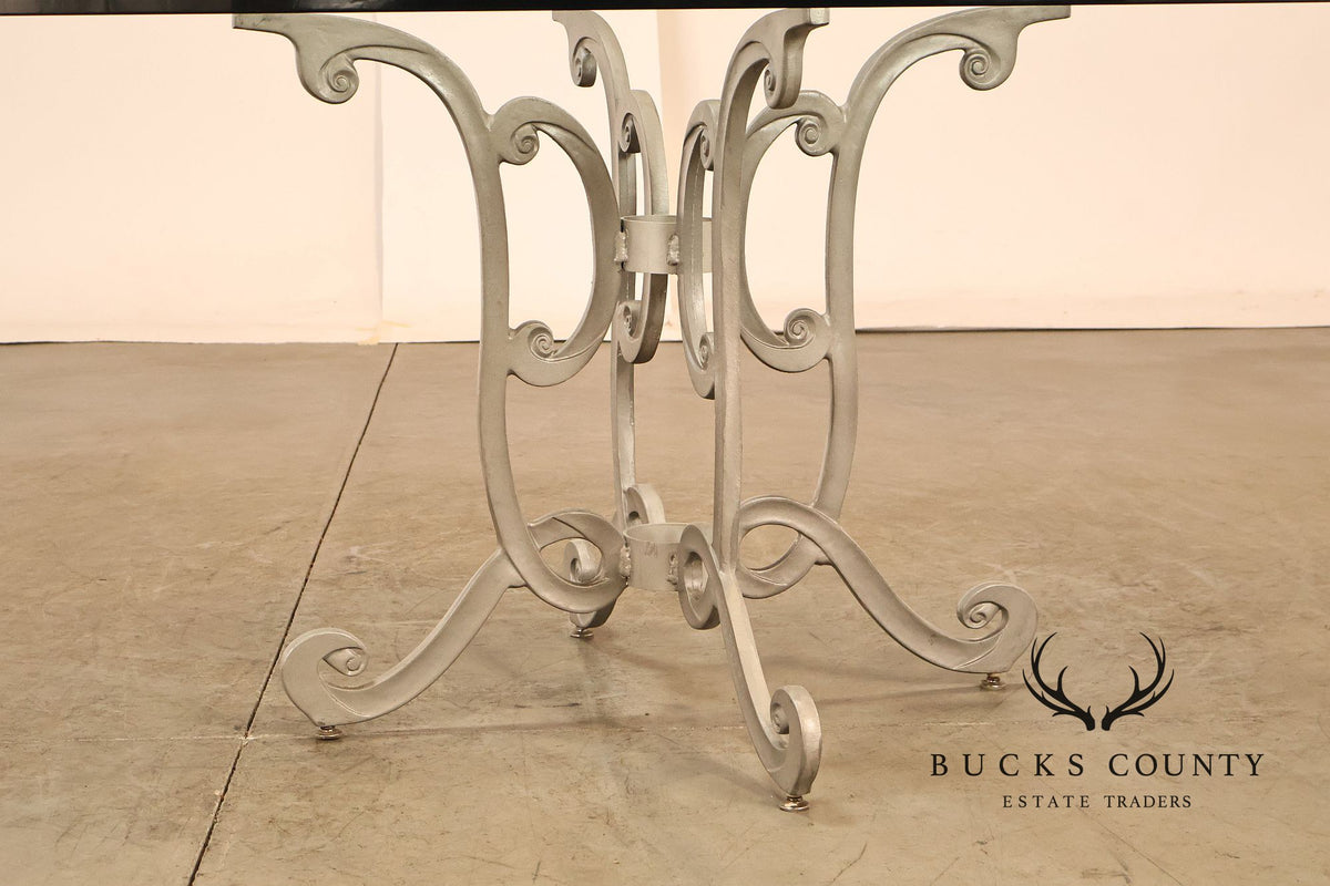 Hollywood Regency Seven-Piece Scrollwork Patio Dining Set