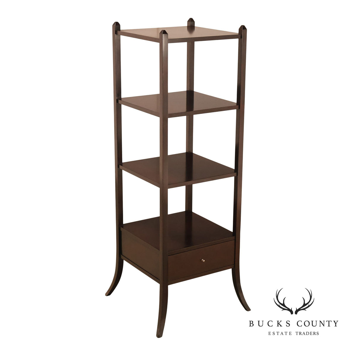 Baker Furniture Mahogany Four Tier Étagère With Drawer