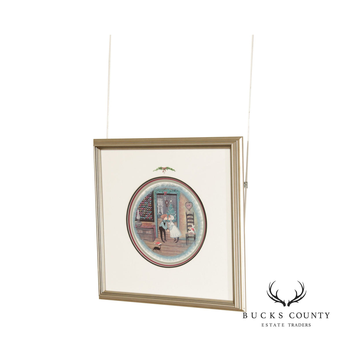 Pat Buckley Moss 'Under the Mistletoe' OffSet Lithograph
